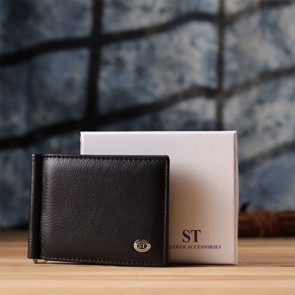 Мужской кошелек с металлическим зажимом из натуральной кожи ST Leather 23092 Черный 23092 фото
