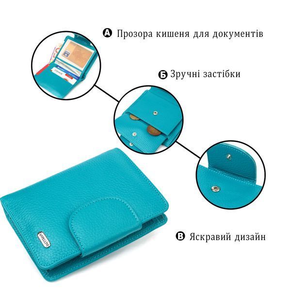 Яскравий вертикальний гаманець із натуральної шкіри CANPELLINI 21678 Бірюзовий 21678 фото