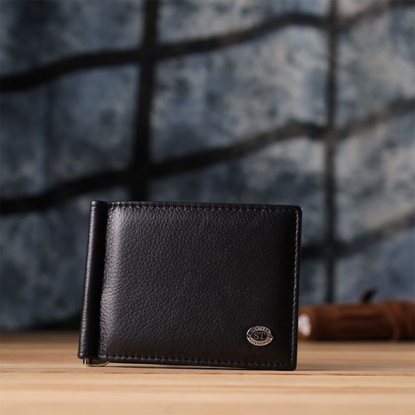 Мужской кошелек с металлическим зажимом из натуральной кожи ST Leather 23092 Черный 23092 фото