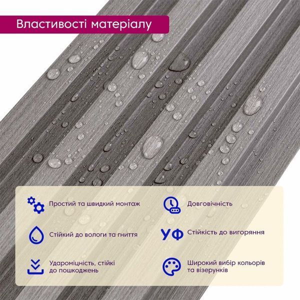 Рейка декоративная WPC стеновая 3000х160х23мм Стальная серая SW-00001528 SW-00001528 фото