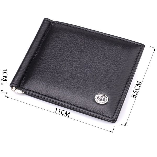 Мужской кошелек с металлическим зажимом из натуральной кожи ST Leather 23092 Черный 23092 фото