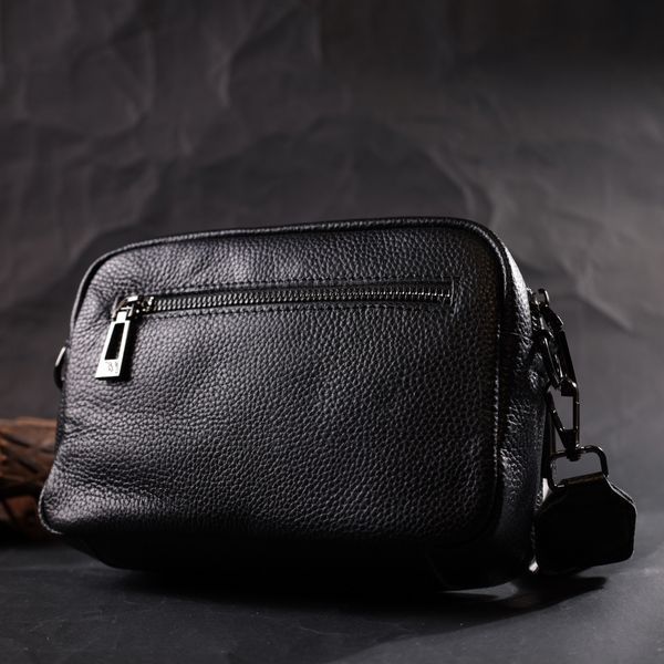 Компактна жіноча сумка крос-боді з натуральної шкіри Vintage 22294 Чорна 22294 фото