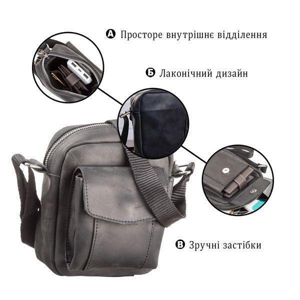 Сумка SHVIGEL 11076 из винтажной кожи Черная 11076 фото