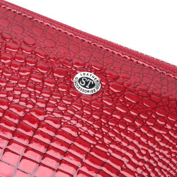 Жіночий гаманець лакований на блискавці з натуральної шкіри ST Leather 22677 Червоний 22677 фото