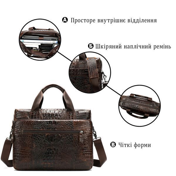 Сумка для ноутбука з тисненням під рептилію Vintage 14719 Коричнева 14719 фото