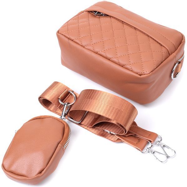 Жіноча сумка крос-боді з монетницею з екошкіри Vintage 22795 Рудий 22795 фото