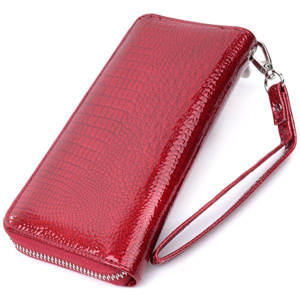 Жіночий гаманець лакований на блискавці з натуральної шкіри ST Leather 22677 Червоний 22677 фото