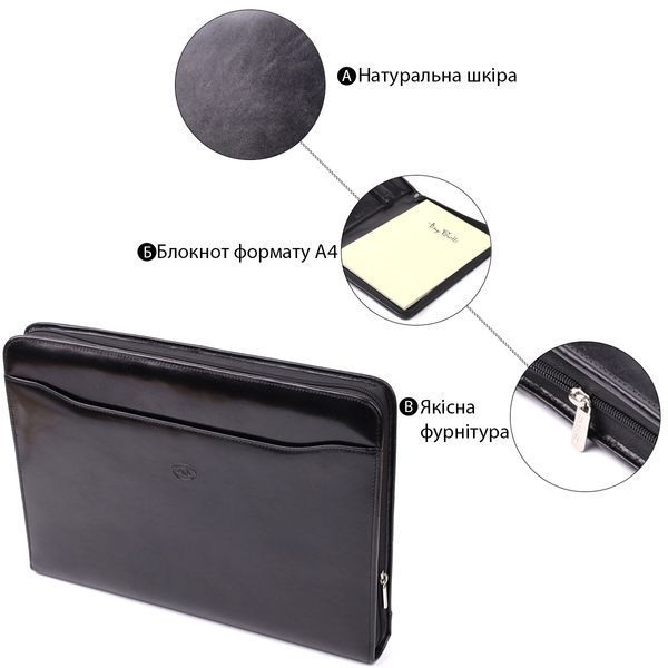 Оригинальная папка с блокнотом из гладкой натуральной кожи Tony Perotti 20850_1 (1278L nero) Черный 20850_1 фото