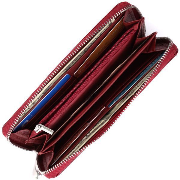 Жіночий гаманець лакований на блискавці з натуральної шкіри ST Leather 22677 Червоний 22677 фото