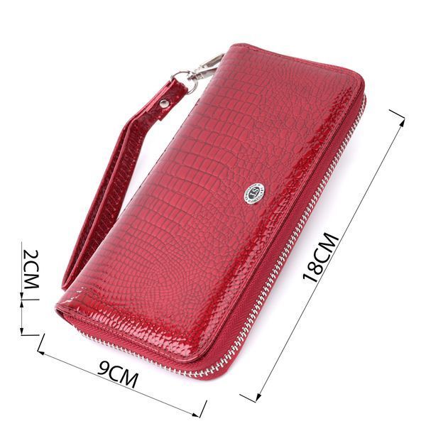 Жіночий гаманець лакований на блискавці з натуральної шкіри ST Leather 22677 Червоний 22677 фото