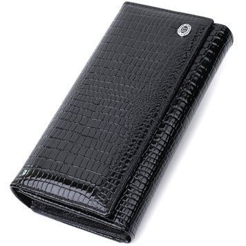 Лакированный кожаный кошелек с блоком для кредитных карт ST Leather 22683 Черный 22683 фото