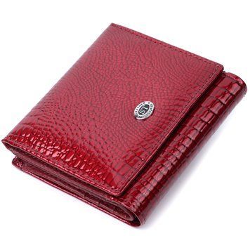 Компактний гаманець для жінок з натуральної шкіри лакованої ST Leather 22687 Червоний 22687 фото