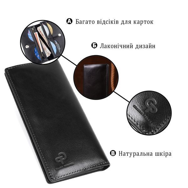 Вертикальный бумажник унисекс на магните GRANDE PELLE 11212 Черный 11212 фото
