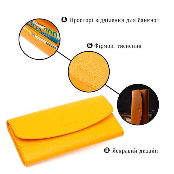 Відмінний жіночий гаманець з монетницею на блискавці з натуральної шкіри Tony Bellucci 21978 Жовтий 21978 фото