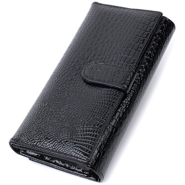 Лакований шкіряний гаманець з блоком для кредитних карток ST Leather 22683 Чорний 22683 фото