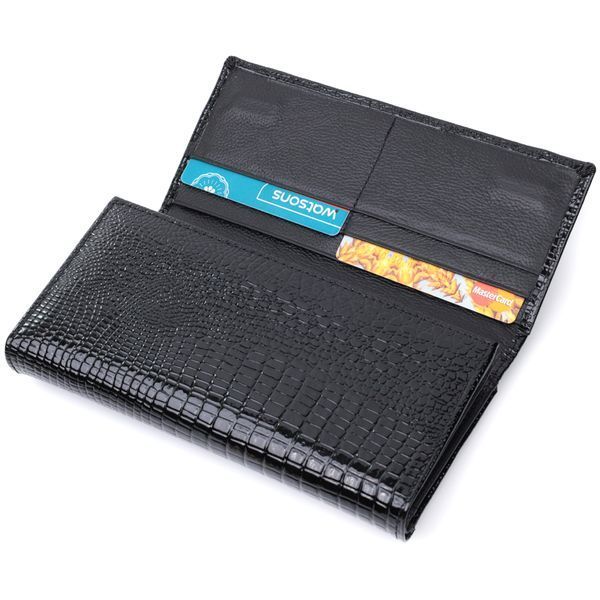 Лакований шкіряний гаманець з блоком для кредитних карток ST Leather 22683 Чорний 22683 фото