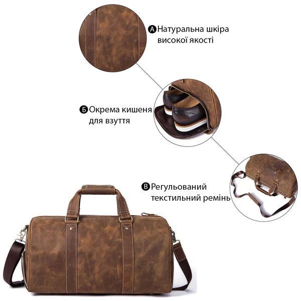 Сумка дорожная мужская кожаная Vintage 14893 Коричневая 14893 фото