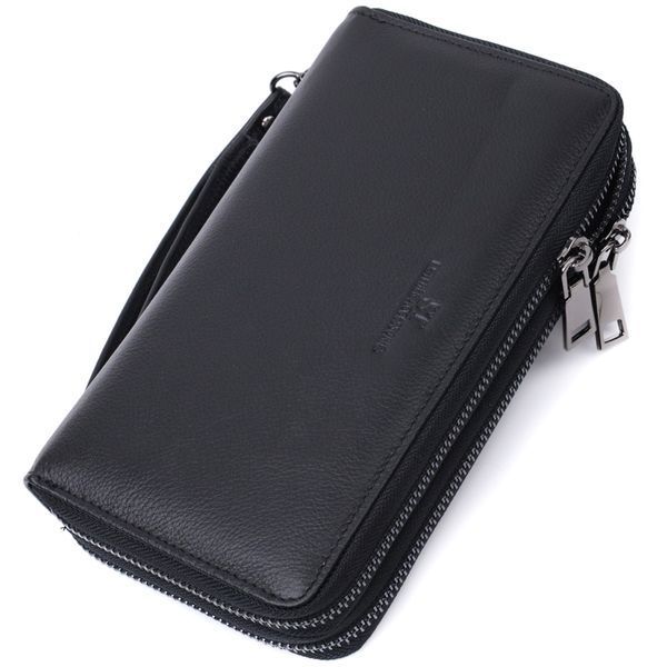 Чоловічий шкіряний клатч для карток купюр та документів ST Leather 22684 Чорний 22684 фото