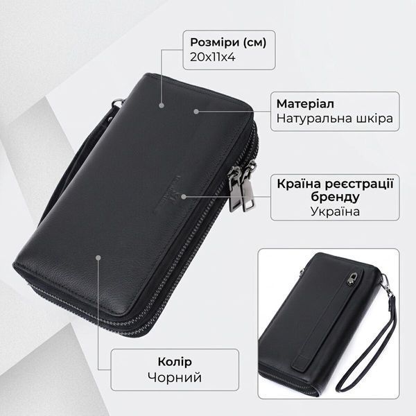 Чоловічий шкіряний клатч для карток купюр та документів ST Leather 22684 Чорний 22684 фото