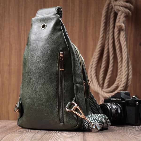 Удобная женская сумка с одной лямкой через плечо из экокожи Vintage 22756 Зеленый 22756 фото
