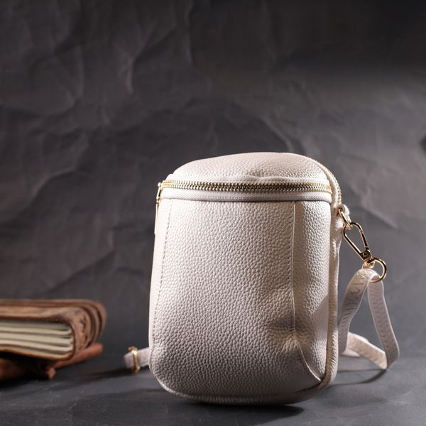 Компактна сумка цікавого формату із м'якої натуральної шкіри Vintage 22339 Біла 22339 фото