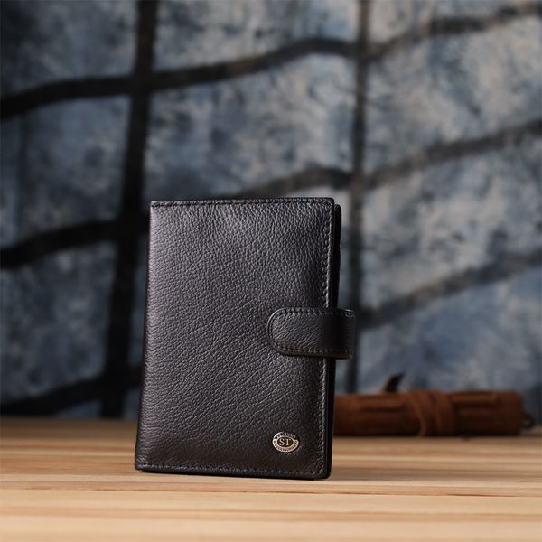 Містка обкладинка на документи унісекс з натуральної шкіри ST Leather 23116 Чорний 23116 фото