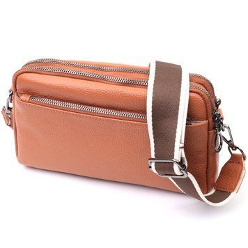 Містка сумка для жінок з кишенями з натуральної шкіри Vintage 22601 Коричнева 22601 фото