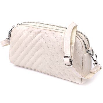 Модна сумка прошита трикутниками з натуральної шкіри Vintage 22910 Білий 22910 фото