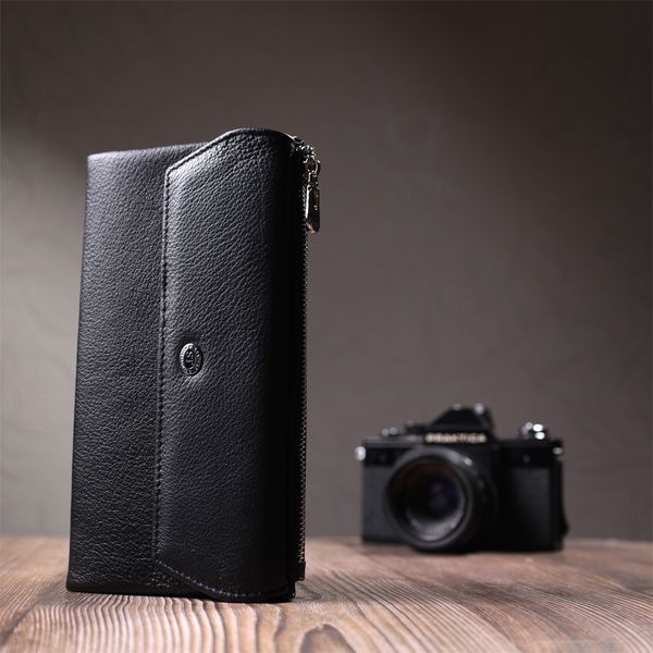 Жіноче портмоне з блоком для карт з натуральної шкіри ST Leather 22698 Чорний 22698 фото