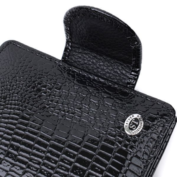 Кошелек для женщин среднего размера из натуральной лакированной кожи ST Leather 22686 Черный 22686 фото