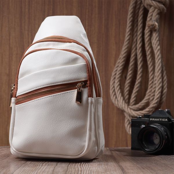 Стильная женская сумка с одной лямкой через плечо из экокожи Vintage 22757 Белый 22757 фото
