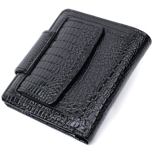 Кошелек для женщин среднего размера из натуральной лакированной кожи ST Leather 22686 Черный 22686 фото