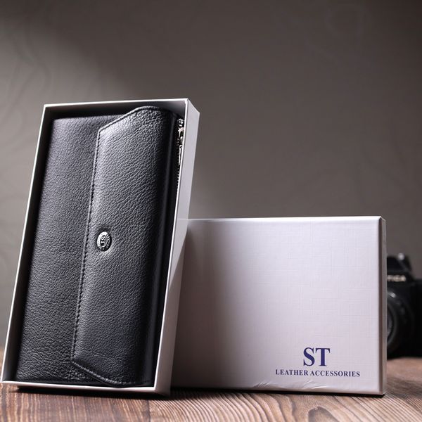 Жіноче портмоне з блоком для карт з натуральної шкіри ST Leather 22698 Чорний 22698 фото
