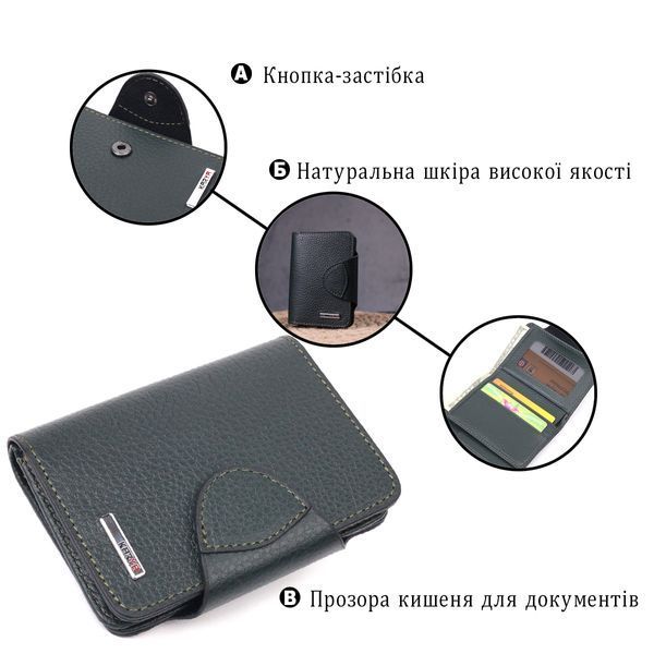 Цікавий жіночий гаманець з натуральної шкіри KARYA 21350 Зелений 21350 фото
