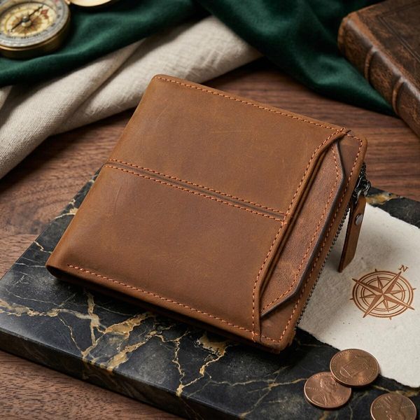 Чоловічий шкіряний гаманець для карток купюр та монет Vintage 22856 Коричневий 22856 фото