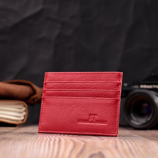 Яркий кард-кейс из натуральной кожи ST Leather 22445 Красный 22445 фото