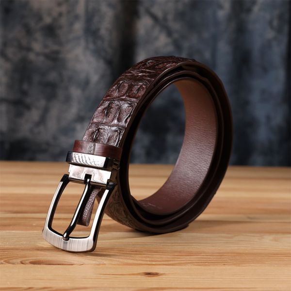 Ремень мужской CROCODILE LEATHER 18178 из натуральной кожи крокодила Коричневый 18178 фото