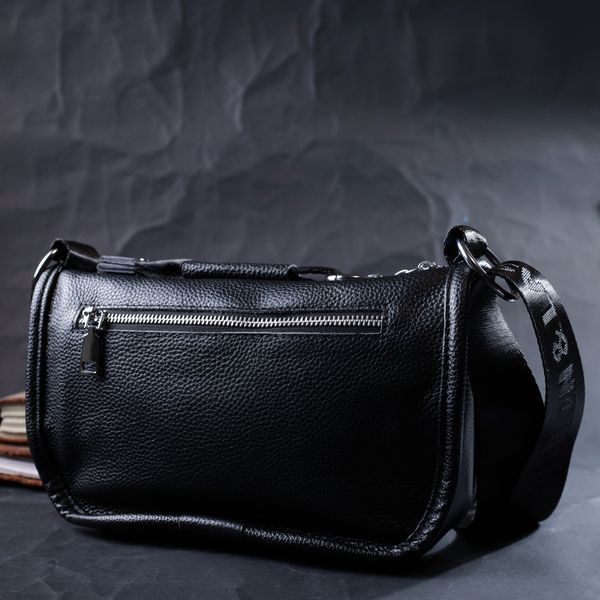Женская сумка с округленными краями из натуральной кожи Vintage 22253 Черная 22253 фото