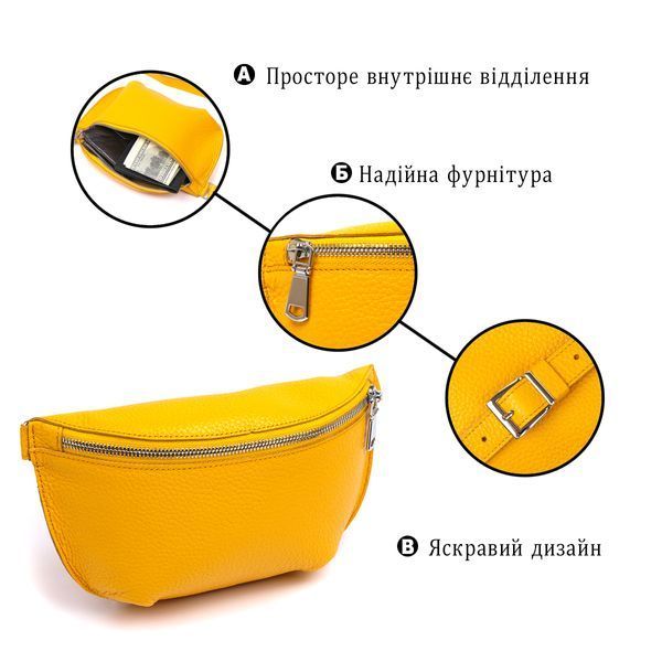 Шкіряна яскрава жіноча бананка Shvigel 16377 Жовтий 16377 фото