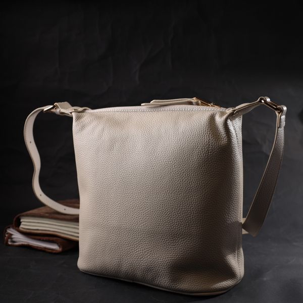 Удобная женская сумка с одной длинной ручкой из натуральной кожи Vintage 22307 Белая 22307 фото