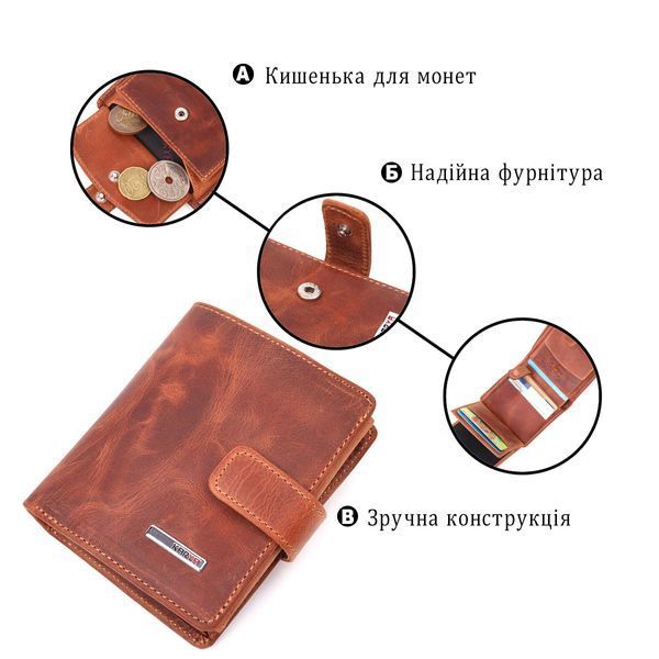 Функціональний чоловічий гаманець у вінтажній шкірі KARYA 21369 Рудий 21369 фото
