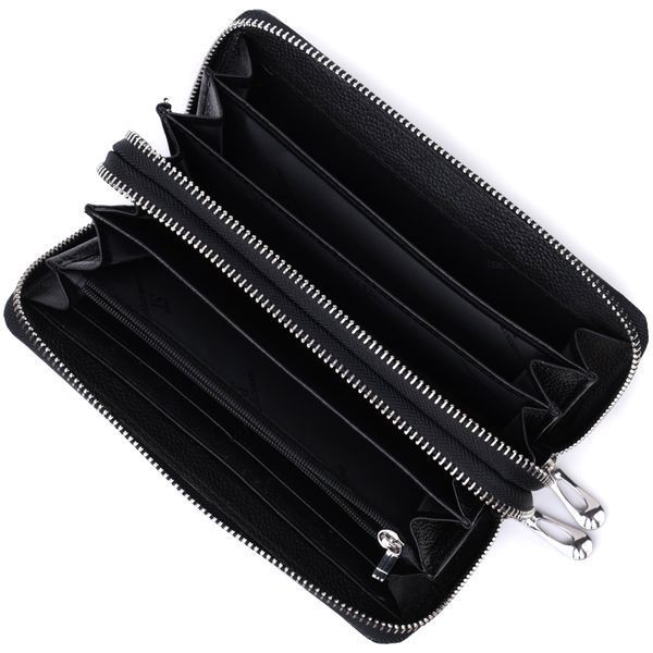 Стильный фактурный клатч на два отделения из лакированной натуральной кожи ST Leather 22693 Черный 22693 фото