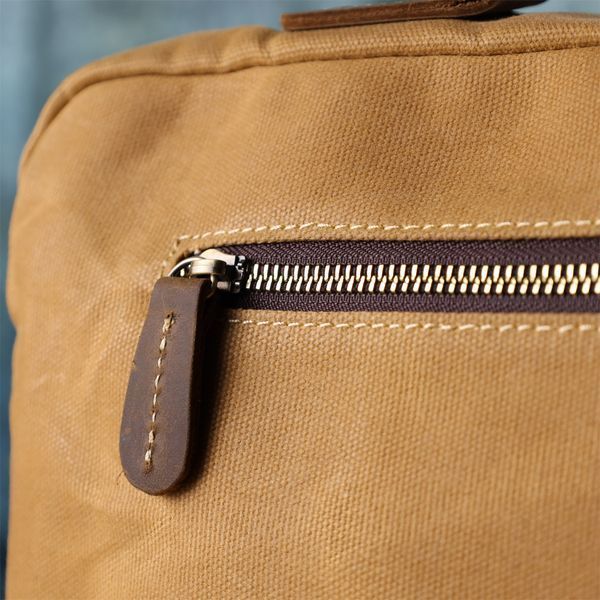 Стильный портфель из качественного текстиля из кожаными вставками Vintage 20874_1 Светло-коричневый 20874_1 фото