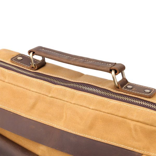 Стильный портфель из качественного текстиля из кожаными вставками Vintage 20874_1 Светло-коричневый 20874_1 фото
