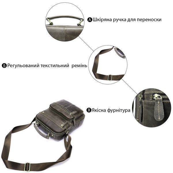 Сумка чоловіча вертикальна шкіряна Vintage 20028 Сіра 20028 фото