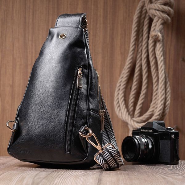 Интересная женская сумка с одной лямкой через плечо из экокожи Vintage 22759 Черный 22759 фото