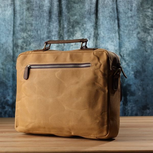 Стильный портфель из качественного текстиля из кожаными вставками Vintage 20874_1 Светло-коричневый 20874_1 фото