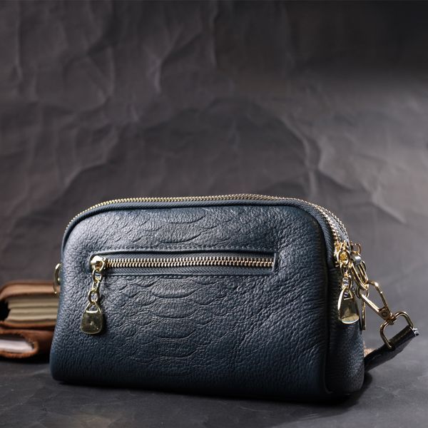 Модная сумка на два отделения из натуральной кожи Vintage 22355 Синяя 22355 фото