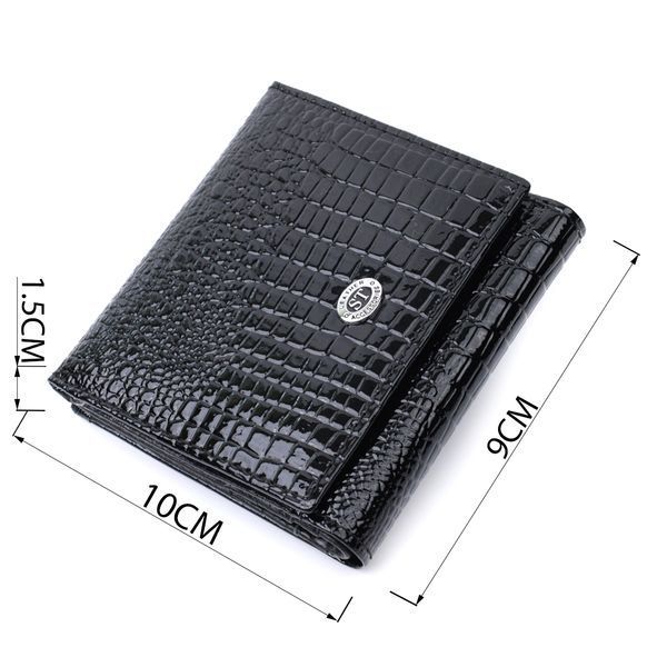 Компактний жіночий гаманець з натуральної лакованої шкіри ST Leather 22688 Чорний 22688 фото