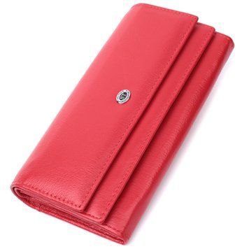 Вместительный женский кошелек с двумя клапанами из натуральной кожи ST Leather 22695 Красный 22695 фото